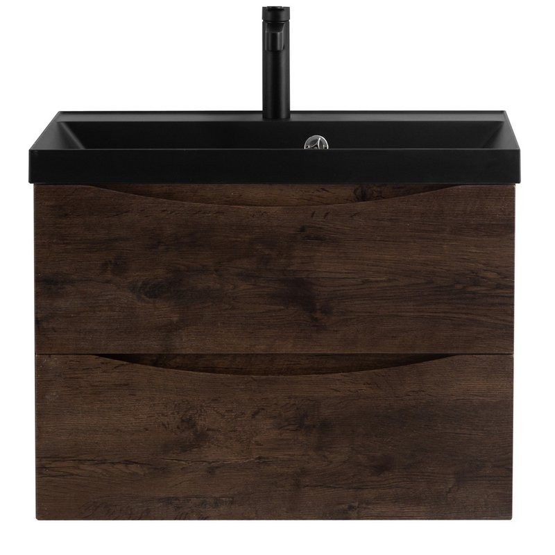 Тумба с раковиной BelBagno Marino 60 подвесная, rovere moro, черная раковина