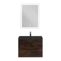 Тумба с раковиной BelBagno Marino 60 подвесная, rovere moro, черная раковина