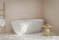 Акриловая ванна Ravak Freedom O TEC 170x75 см, отдельностоящая, белая матовая, овальная, на ножках, со сливом-переливом, фурнитура белая