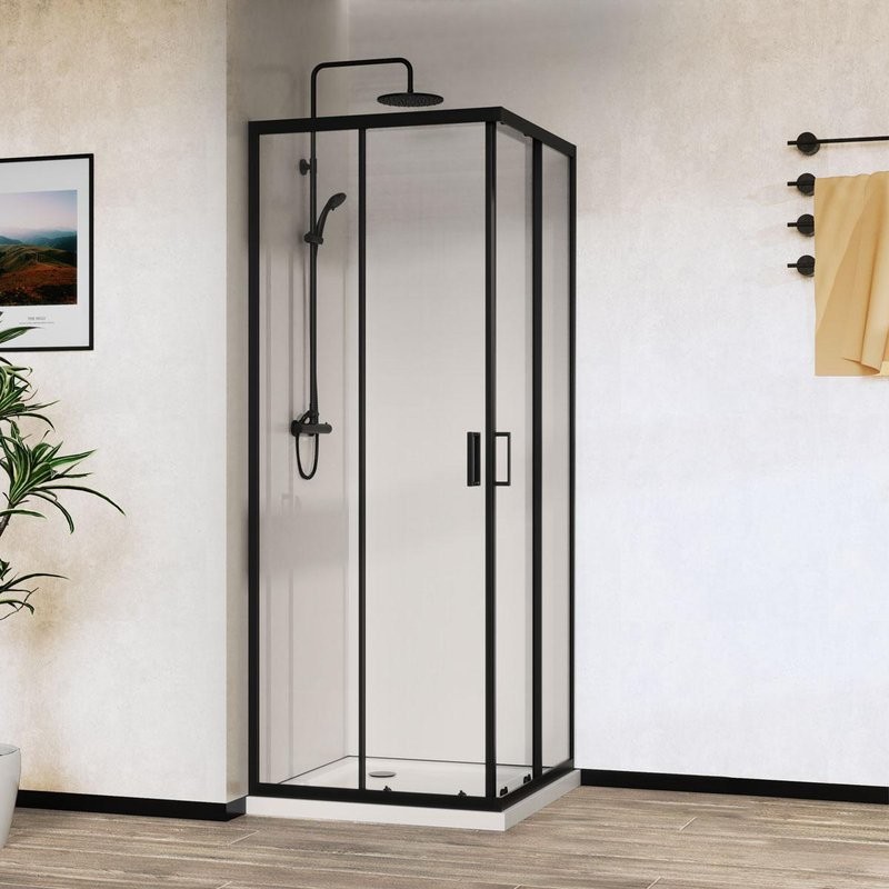 Душевой уголок Vincea City VSS-5CT8010CLB 100х80 см, профиль черный, стекло прозрачное