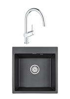 Комплект Мойка Paulmark Kante 50 PM105152-BL черный + Смеситель Grohe Minta 3291800E хром