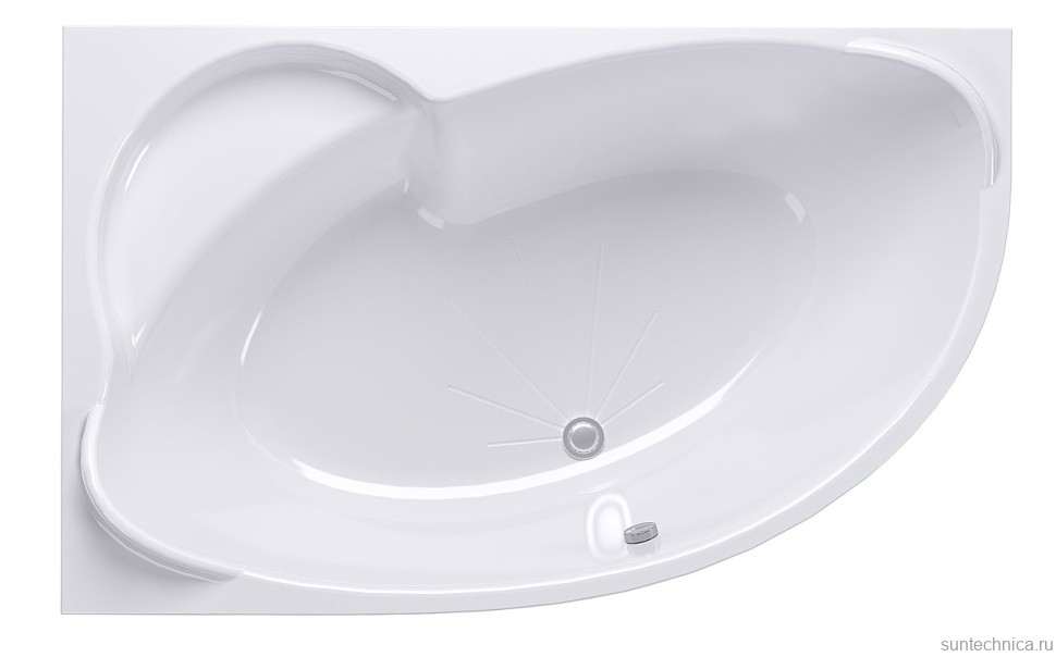 Акриловая ванна Alex Baitler Ritsa 170x105 см, угловая, правая, пристенная, белая, асимметричная, с каркасом, с сиденьем