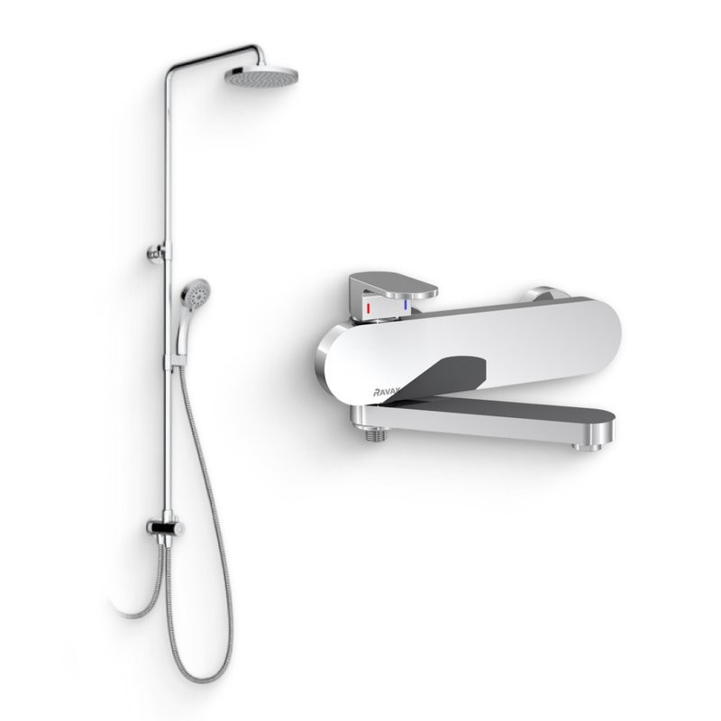 Душевой комплект Смеситель Ravak Chrome CR 022.00/150 + Стойка DS 090.00