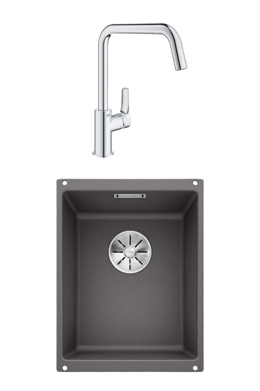 Комплект Мойка Blanco Subline 320-U темная скала + Смеситель Grohe Eurosmart