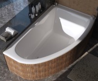 Ванна из искусственного камня Marmo Bagno Альба R 105x170 см, угловая, правая, пристенная, белая, асимметричная, на ножках