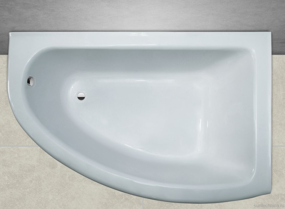 Ванна из искусственного камня Marmo Bagno Альба R 105x170 см, угловая, правая, пристенная, белая, асимметричная, на ножках