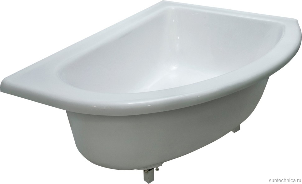 Ванна из искусственного камня Marmo Bagno Альба R 105x170 см, угловая, правая, пристенная, белая, асимметричная, на ножках