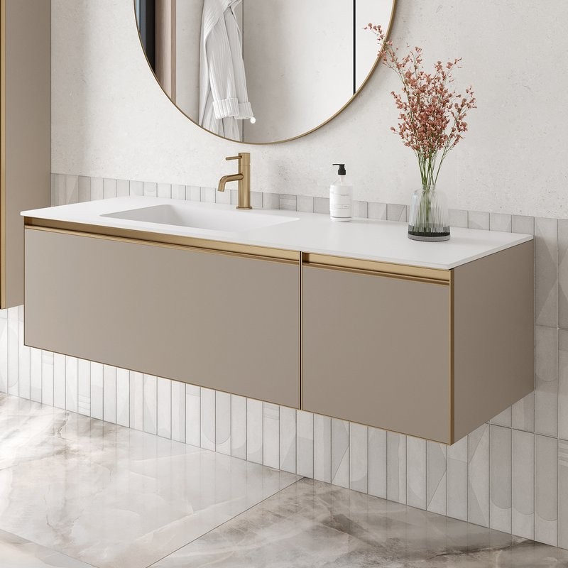 Тумба под раковину без столешницы Armadi Art Quatro 2 140 daphne, профиль matt gold