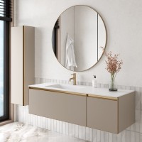 Тумба под раковину без столешницы Armadi Art Quatro 2 140 daphne, профиль matt gold