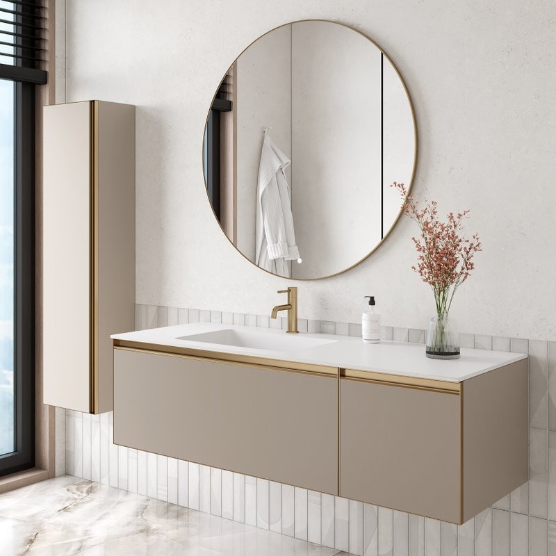 Тумба под раковину без столешницы Armadi Art Quatro 2 140 daphne, профиль matt gold