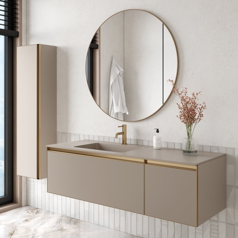 Тумба под раковину без столешницы Armadi Art Quatro 2 140 daphne, профиль matt gold