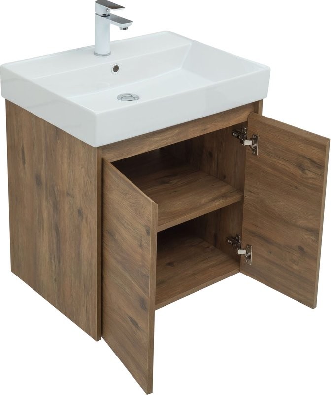 Тумба с раковиной Aquanet Nova Lite 60 дуб рустикальный, с дверками