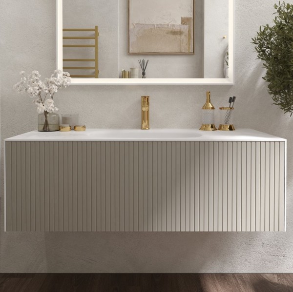 Тумба с раковиной STWORKI Олланд 120 бежево-серая