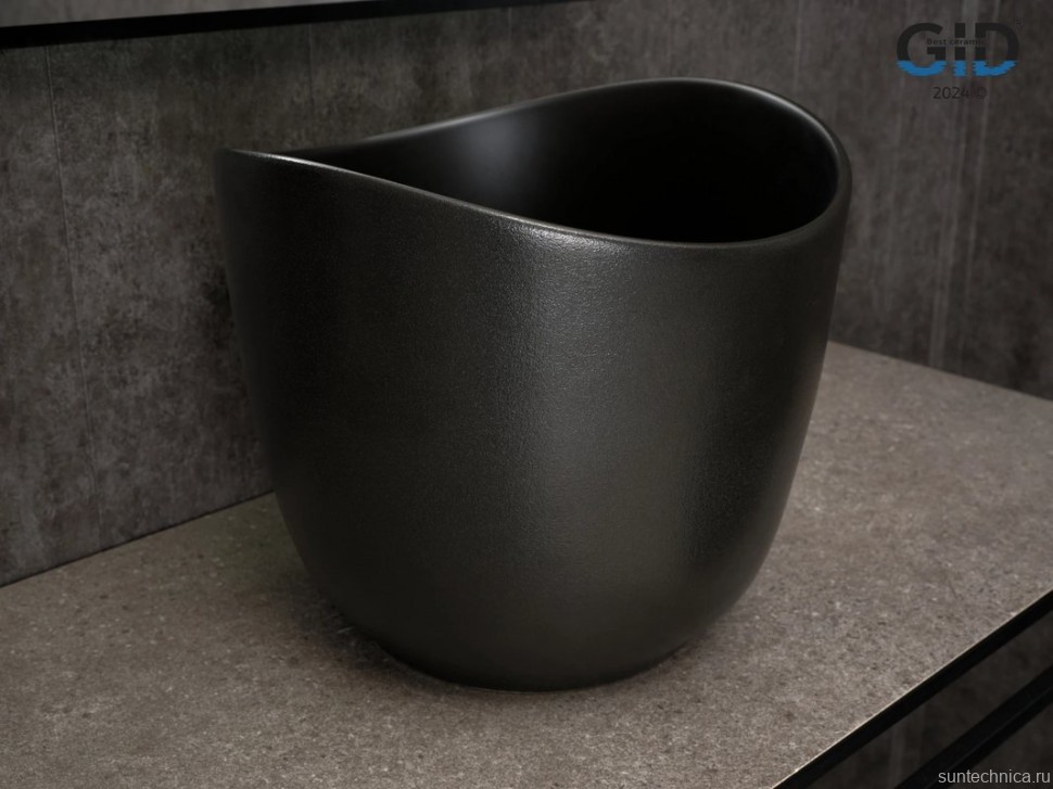 Накладная раковина GID Creativo N9303bg 36 черный графит, круглая, фаянс