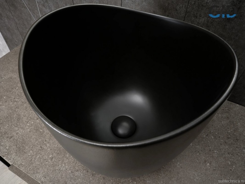 Накладная раковина GID Creativo N9303bg 36 черный графит, круглая, фаянс