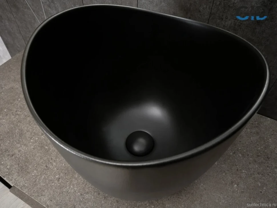 Накладная раковина GID Creativo N9303bg 36 черный графит, круглая, фаянс
