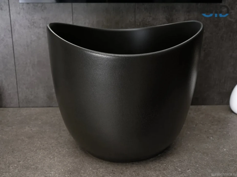 Накладная раковина GID Creativo N9303bg 36 черный графит, круглая, фаянс