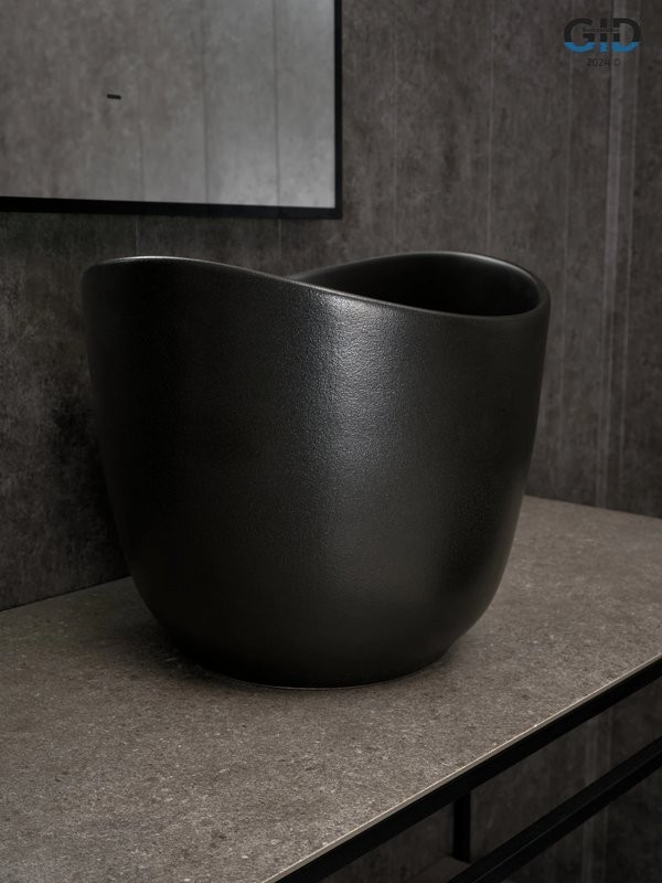 Накладная раковина GID Creativo N9303bg 36 черный графит, круглая, фаянс