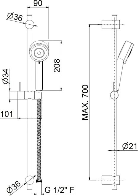 Душевой гарнитур KERAMA MARAZZI Nota 16182KM.21.018 хром