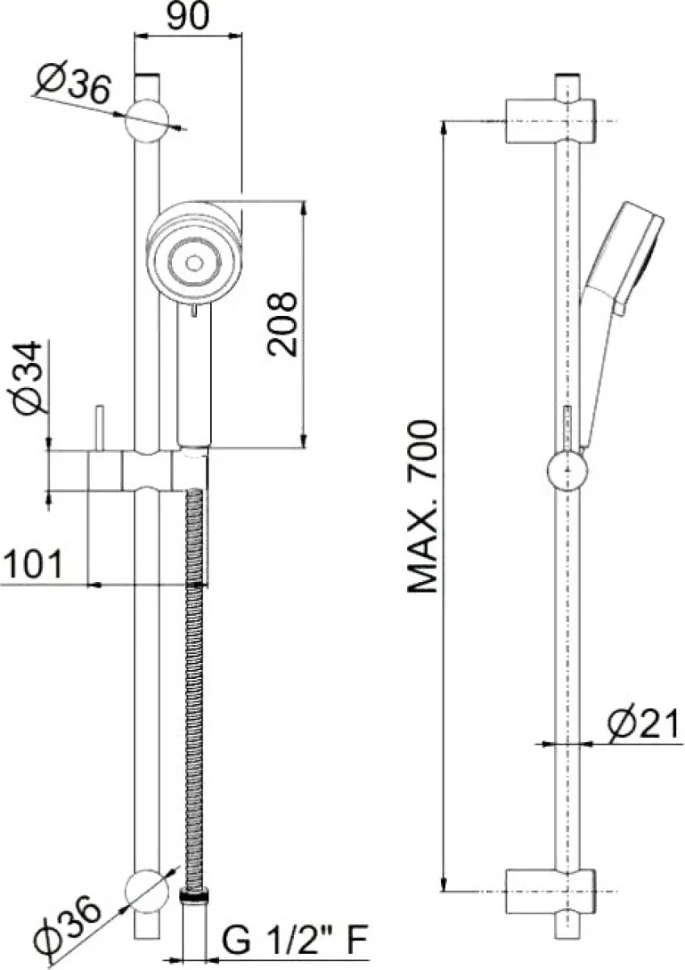 Душевой гарнитур KERAMA MARAZZI Nota 16182KM.21.018 хром