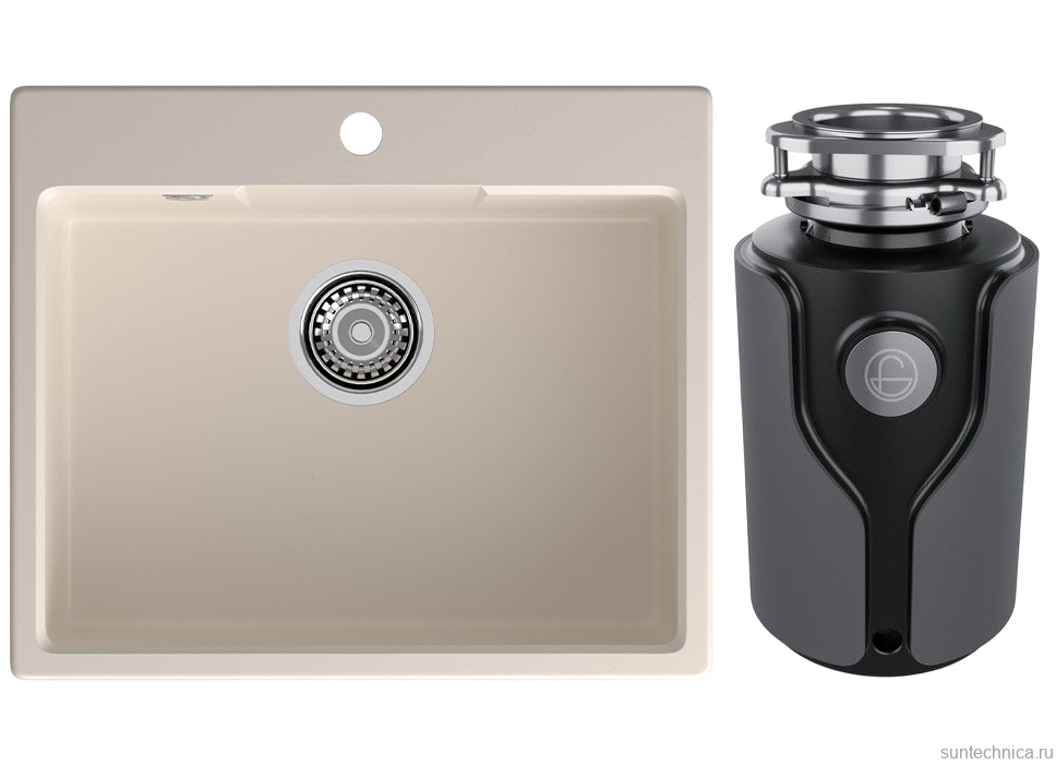 Комплект Мойка GranFest Urban 658 белая + Измельчитель KUCHENSTERN Muhle