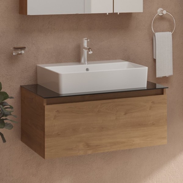 Тумба с раковиной VitrA Nuo 80 подвесная, золотой дуб