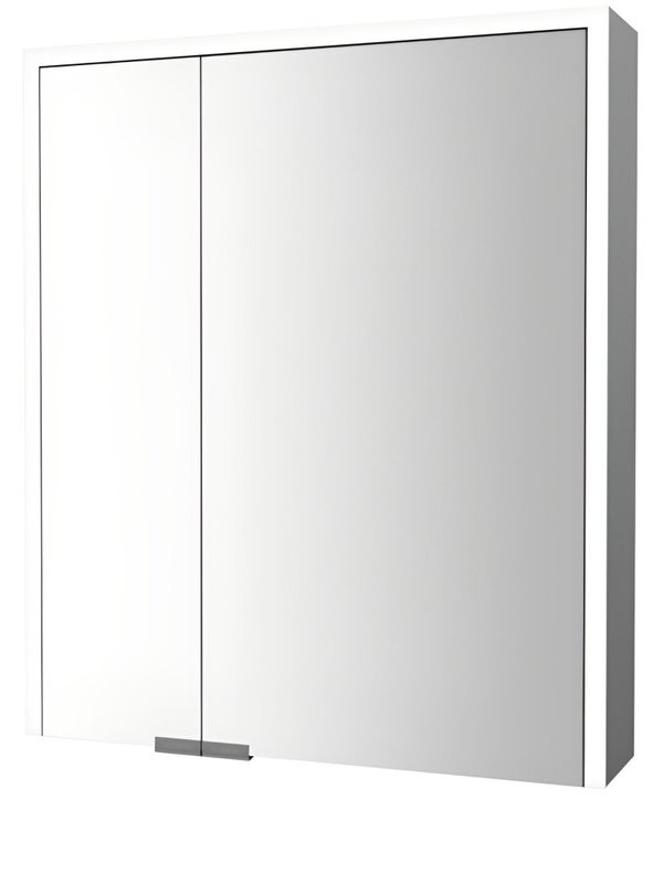 Зеркальный шкаф Esbano ES-5007 70 (25+45)х70 см для ванной комнаты квадратный с инфракрасным выключателем, с LED-подсветкой корпуса и внутренней подсветкой, с встроенной розеткой, с двумя дверками