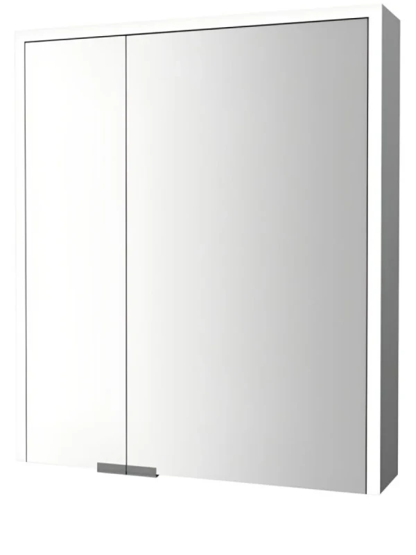 Зеркальный шкаф Esbano ES-5007 70 (25+45)х70 см для ванной комнаты квадратный с инфракрасным выключателем, с LED-подсветкой корпуса и внутренней подсветкой, с встроенной розеткой, с двумя дверками