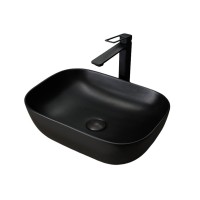Накладная раковина GID Geometrico Bm1333 46 матовая черная, прямоугольная, фаянс