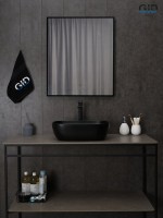 Накладная раковина GID Geometrico Bm1333 46 матовая черная, прямоугольная, фаянс