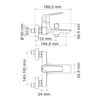 Душевой комплект Смеситель Wasserkraft Neime 1901 + Гарнитур A044