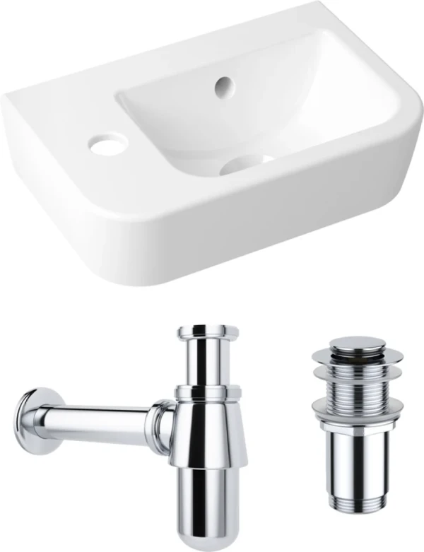 Комплект Раковина маленькая Lavinia Boho One 33310001L + Донный клапан Wellsee Drainage System 182134000 хром + Сифон 182103000 хром