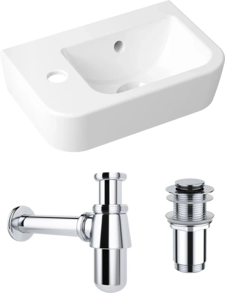 Комплект Раковина маленькая Lavinia Boho One 33310001L + Донный клапан Wellsee Drainage System 182134000 хром + Сифон 182103000 хром