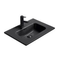 Мебельная раковина GID Integrado Bm9060s 61 накладная, матовая черная, прямоугольная, фаянс