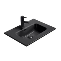 Мебельная раковина GID Integrado Bm9060s 61 накладная, матовая черная, прямоугольная, фаянс