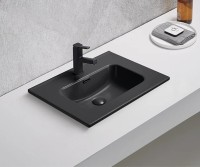 Мебельная раковина GID Integrado Bm9060s 61 накладная, матовая черная, прямоугольная, фаянс