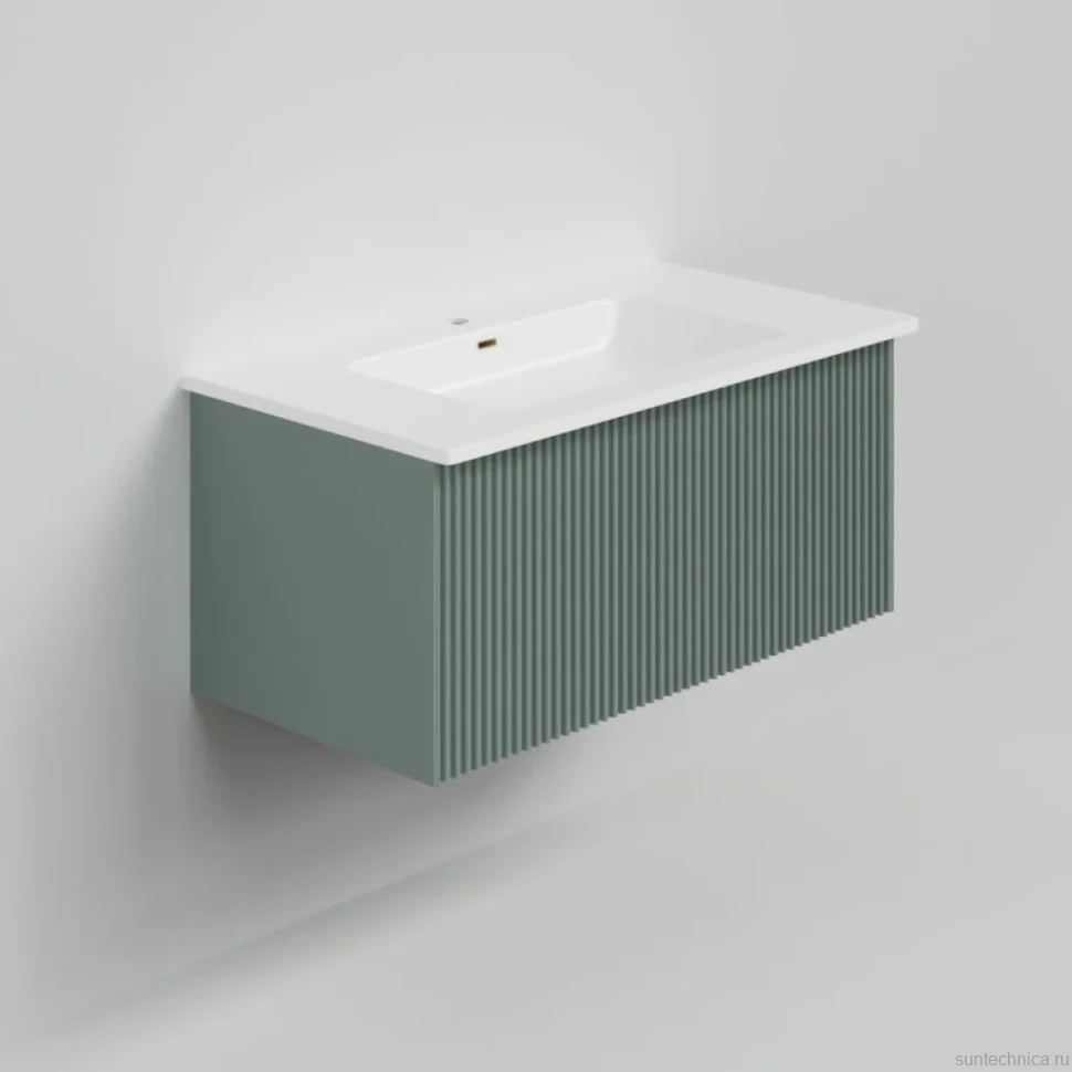 Тумба с раковиной La Fenice Terra 80 подвесная, grigio, раковина Slim Line 80 см