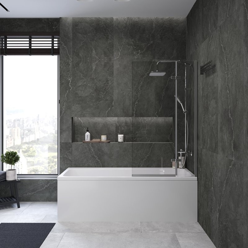 Акриловая ванна AM.PM Func 170x70 см, пристенная, белая, с каркасом