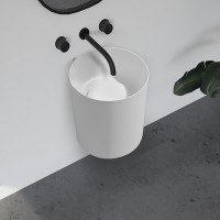 Раковина подвесная Abber Stein AS2624 42 матовая белая, круглая, искусственный камень