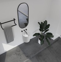 Раковина подвесная Abber Stein AS2624 42 матовая белая, круглая, искусственный камень