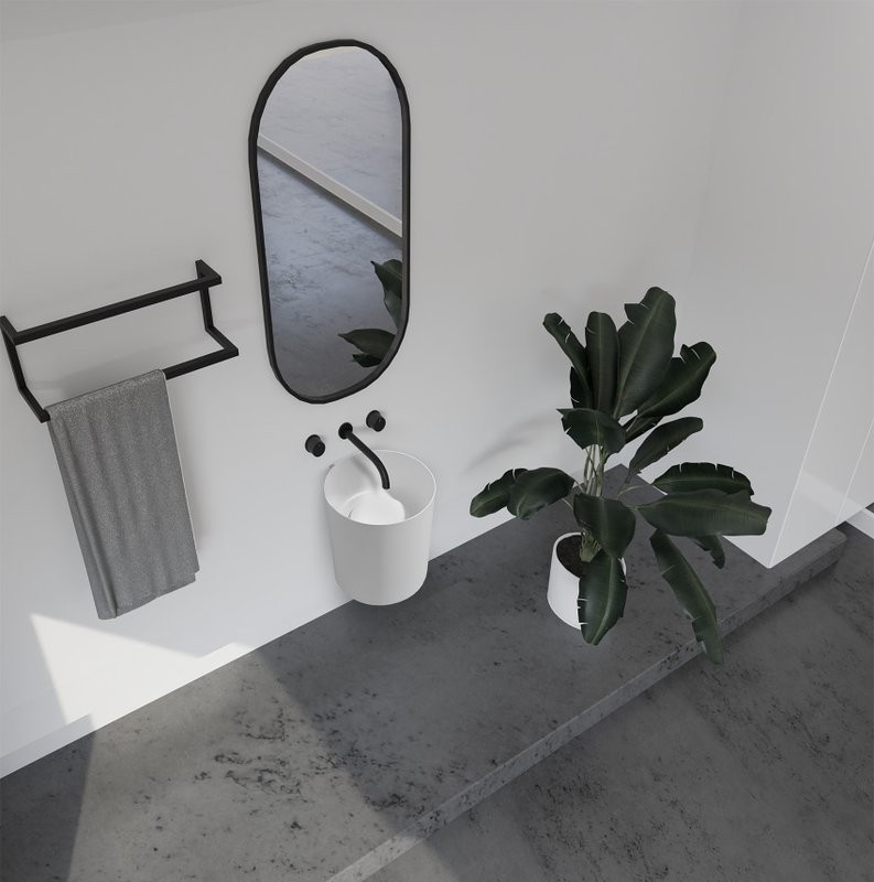 Раковина подвесная Abber Stein AS2624 42 матовая белая, круглая, искусственный камень