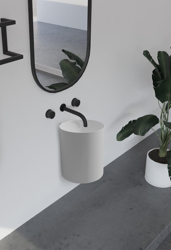 Раковина подвесная Abber Stein AS2624 42 матовая белая, круглая, искусственный камень