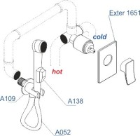 Гигиенический душ Wasserkraft Exter A01652 со смесителем, С ВНУТРЕННЕЙ ЧАСТЬЮ, светлая бронза