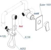 Гигиенический душ Wasserkraft Exter A01652 со смесителем, С ВНУТРЕННЕЙ ЧАСТЬЮ, светлая бронза