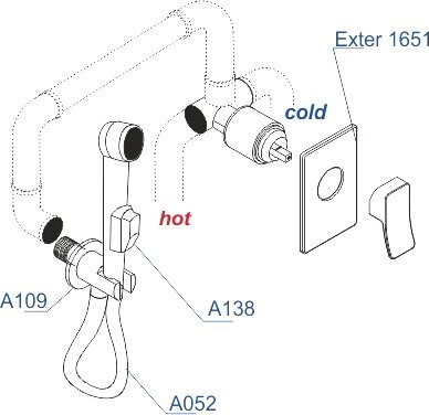 Гигиенический душ Wasserkraft Exter A01652 со смесителем, С ВНУТРЕННЕЙ ЧАСТЬЮ, светлая бронза