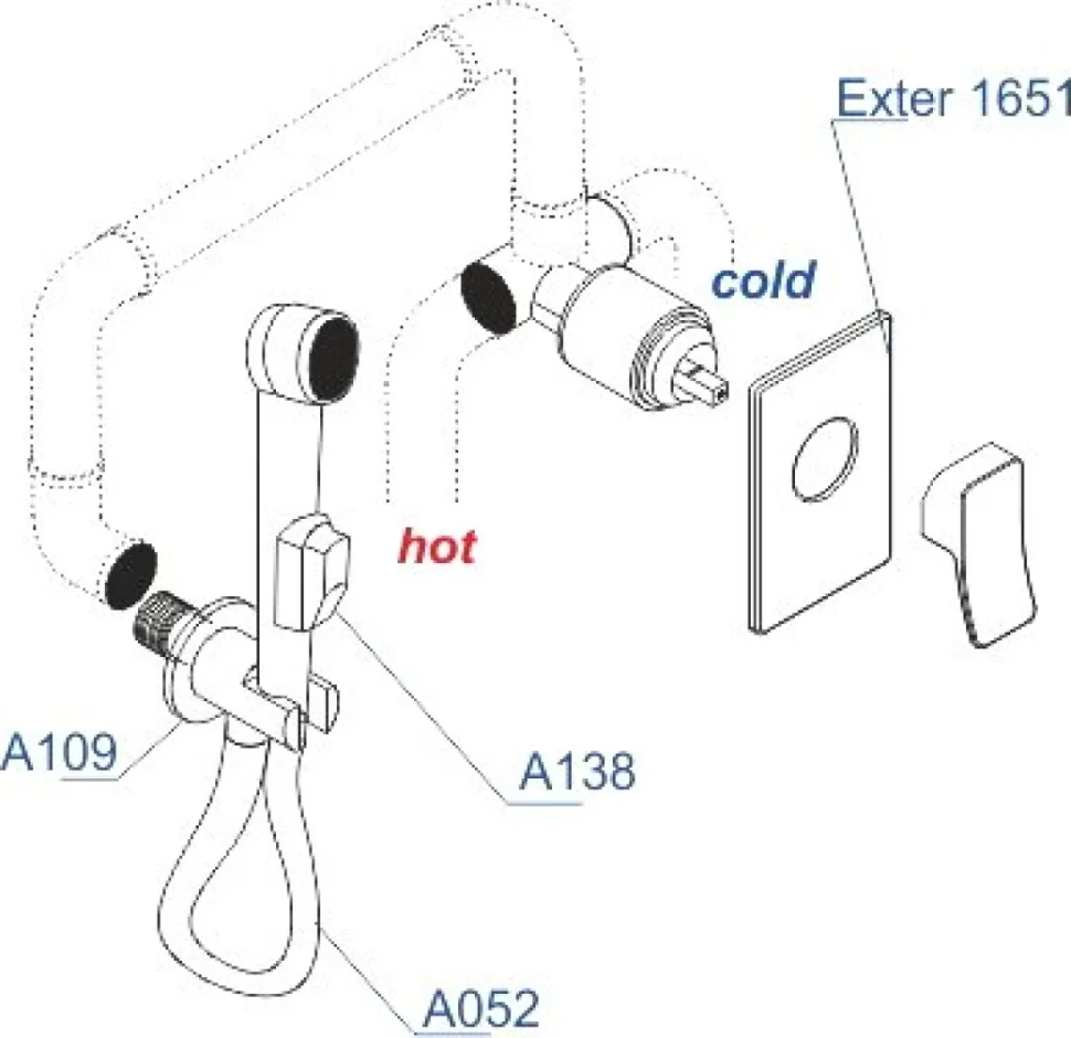 Гигиенический душ Wasserkraft Exter A01652 со смесителем, С ВНУТРЕННЕЙ ЧАСТЬЮ, светлая бронза