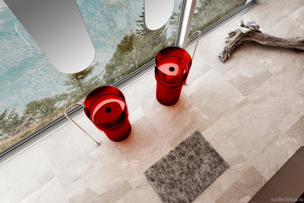 Раковина напольная Abber Kristall AT2701Rubin-H 45 красная, круглая