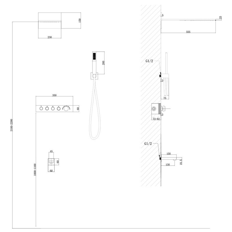 Душевой комплект Abber Rund AF8753NG С ВНУТРЕННЕЙ ЧАСТЬЮ, никель