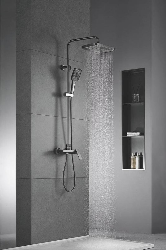 Душевая стойка Rose R1836T-6 с каскадным изливом, пепельный