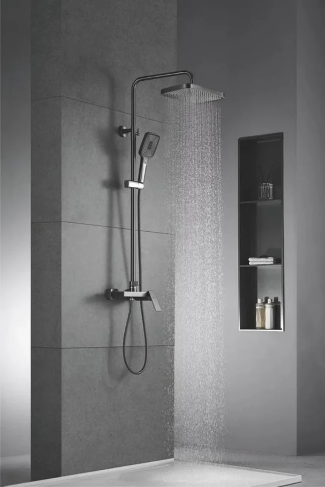 Душевая стойка Rose R1836T-6 с каскадным изливом, пепельный